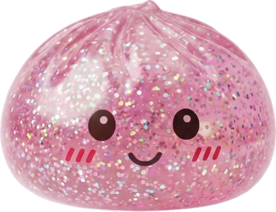 Glitter Dumpling Squishy Rosa Kawaii — i klämmet, mjukt slow-rise-skum