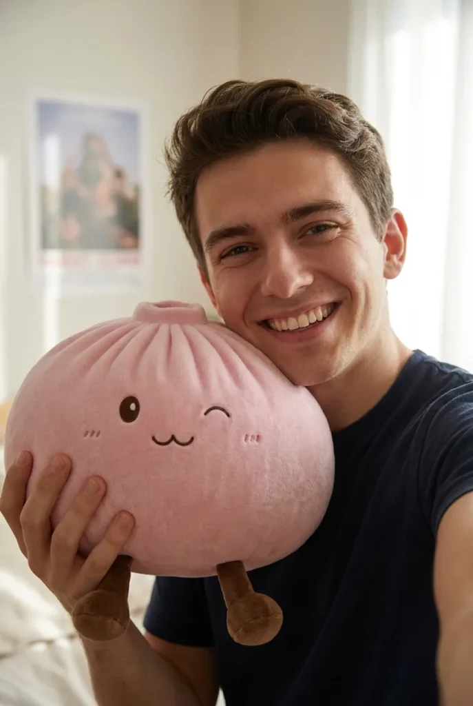 Squishy Dumpling Toy XXL Rosa i vardagen