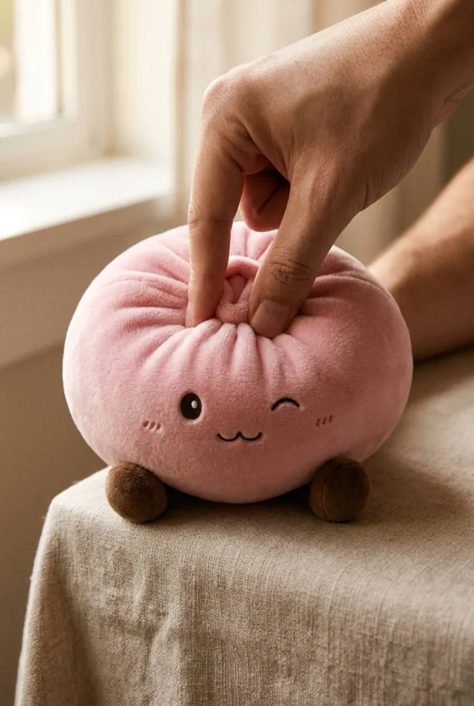 Squishy Dumpling Toy XXL Rosa mitt i klämmet