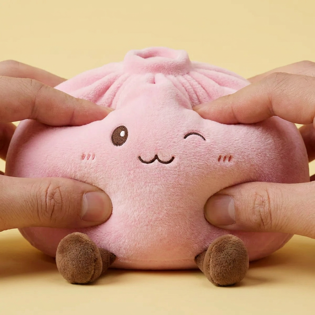 Squishy Dumpling Toy XXL Rosa — slow-rise-effekt, skummet återtar långsamt sin form
