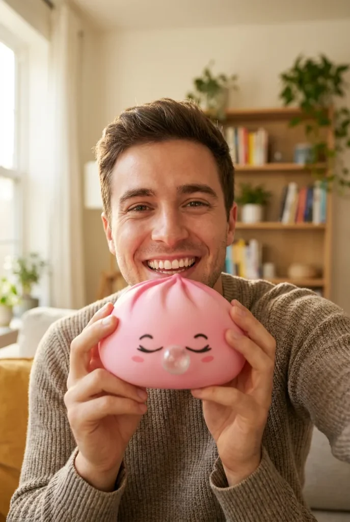 Dumpling Squishy Rare Blow Rosa i vardagen
