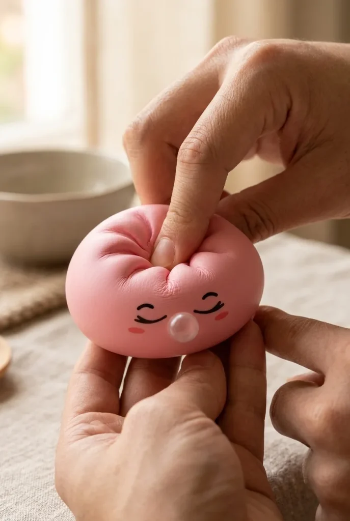 Dumpling Squishy Rare Blow Rosa mitt i klämmet