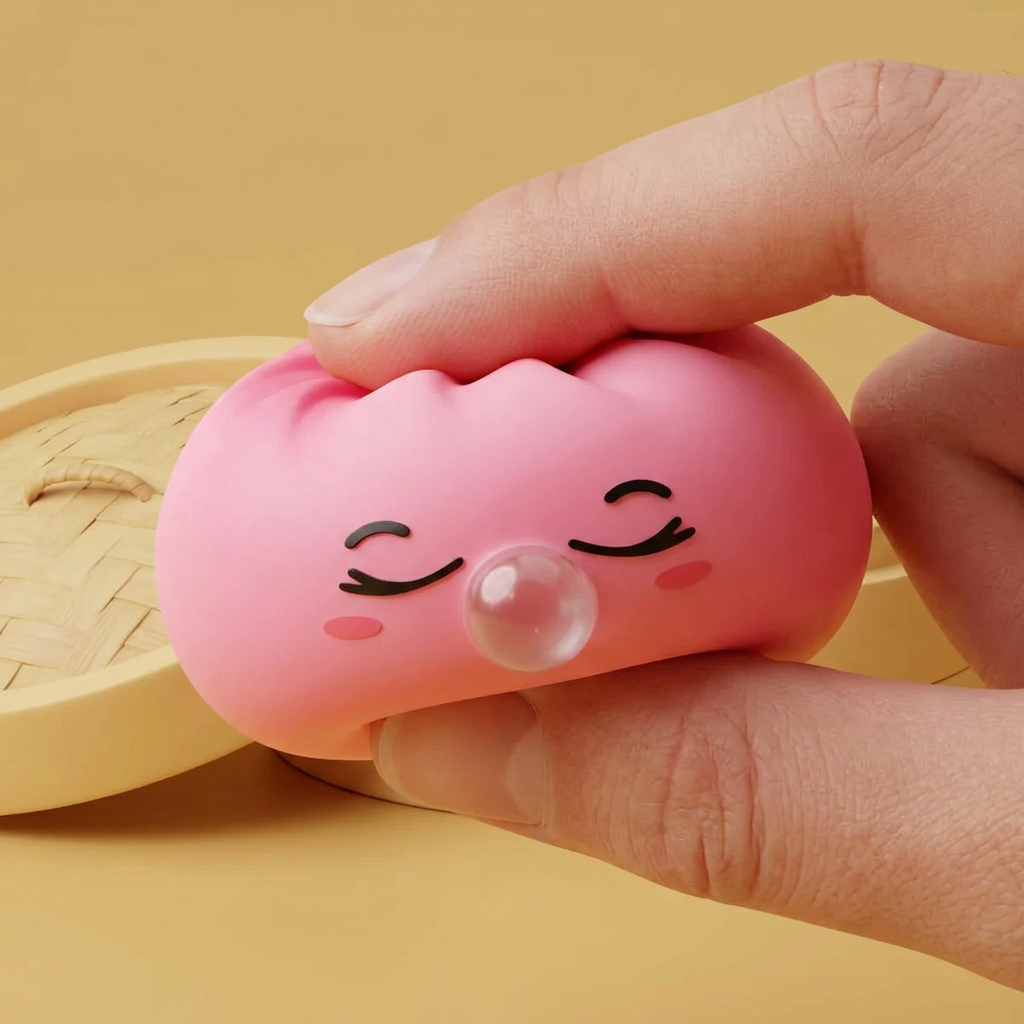 Dumpling Squishy Rare Blow Rosa — slow-rise-effekt, skummet återtar långsamt sin form