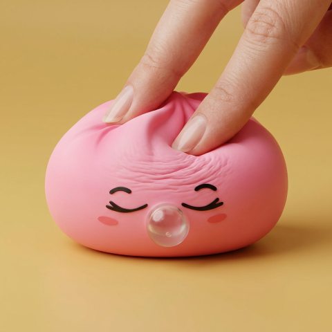 Dumpling Squishy Rare Blow Rosa — i klämmet, mjukt slow-rise-skum