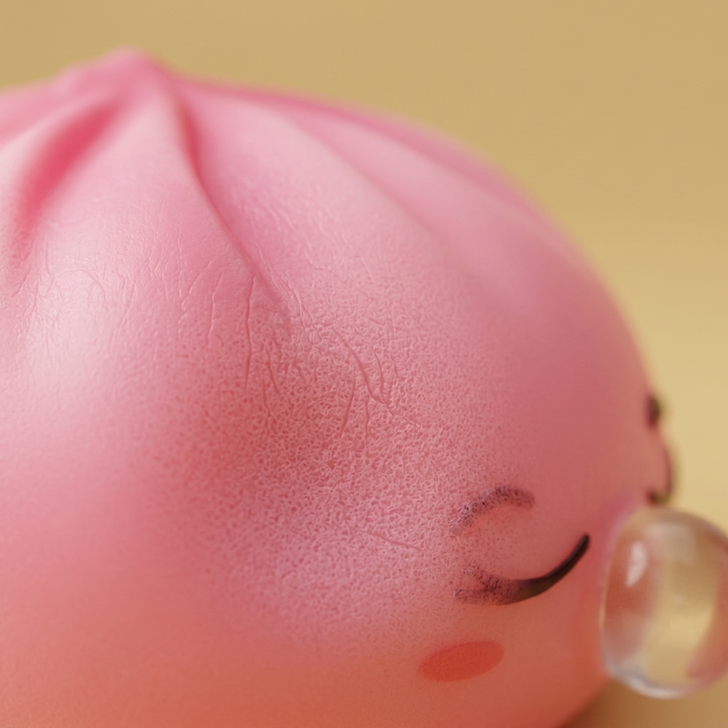Dumpling Squishy Rare Blow Rosa — närbild på strukturen