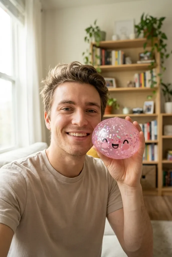 Dumpling Squishy Rose Sparkle Glitter i vardagen