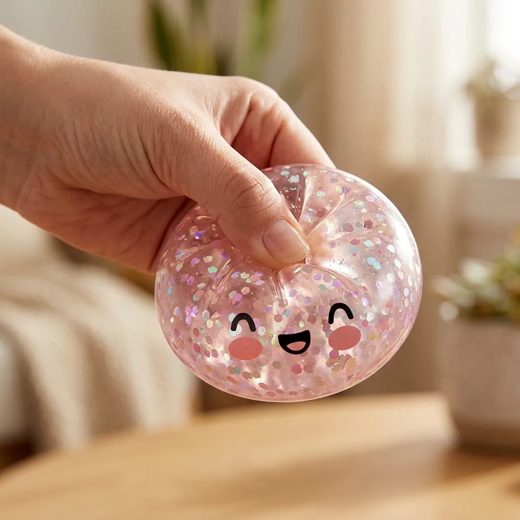 Dumpling Squishy Rose Sparkle Glitter mitt i klämmet