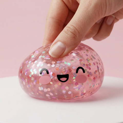 Dumpling Squishy Rose Sparkle Glitter — slow-rise-effekt, skummet återtar långsamt sin form