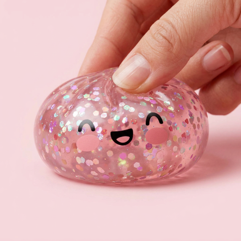 Dumpling Squishy Rose Sparkle Glitter — i klämmet, mjukt slow-rise-skum