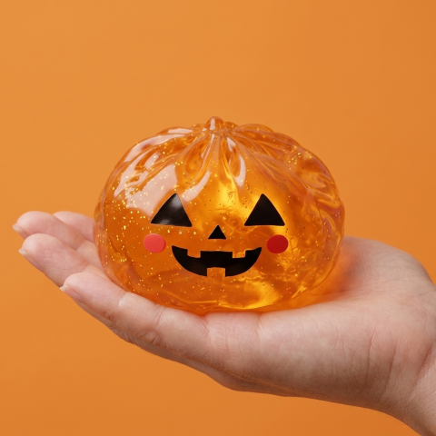 Pumpkin Halloween Dumpling Squishy Glöd i handen, verklig storlek