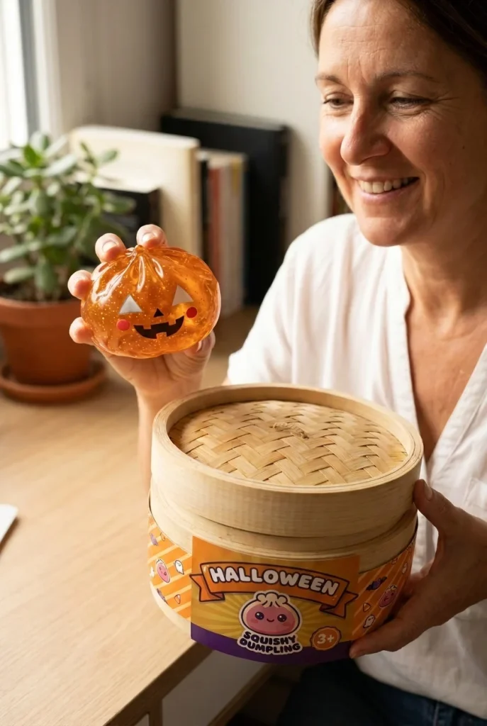 Pumpkin Halloween Dumpling Squishy Glöd med sin ask