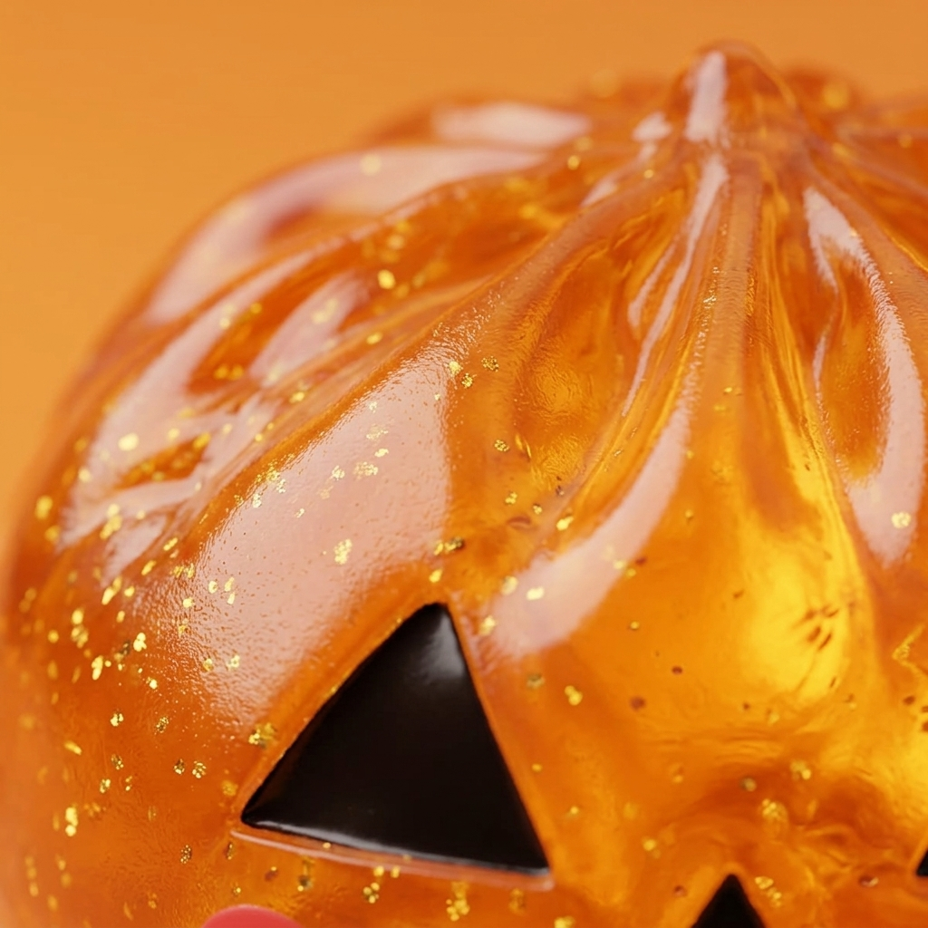 Pumpkin Halloween Dumpling Squishy Glöd — närbild på strukturen