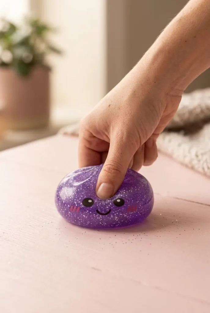 Glitter Dumpling Squishy Lila Dröm mitt i klämmet