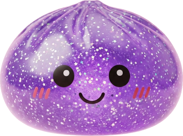 Glitter Dumpling Squishy Lila Dröm — i klämmet, mjukt slow-rise-skum