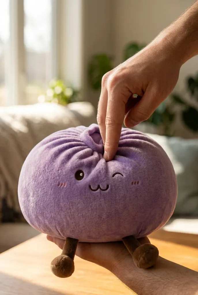 Dumpling Squishy Geant Lila XXL mitt i klämmet
