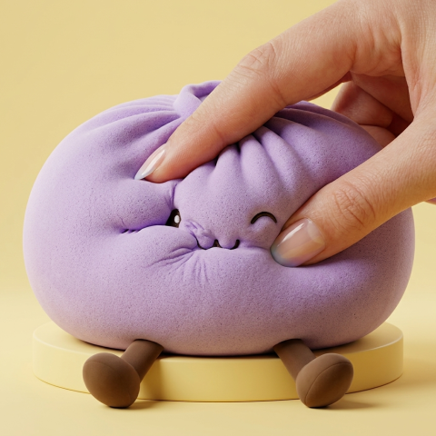 Dumpling Squishy Geant Lila XXL — slow-rise-effekt, skummet återtar långsamt sin form