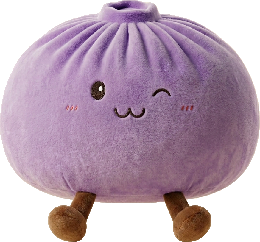 Dumpling Squishy Geant Lila XXL — i klämmet, mjukt slow-rise-skum