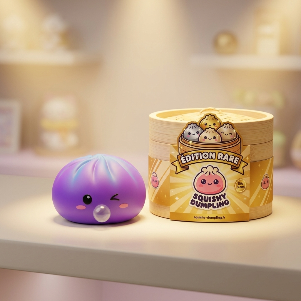 Dumpling Squishy Purple Rare Blow Kosmisk i sin kawaii-miljö