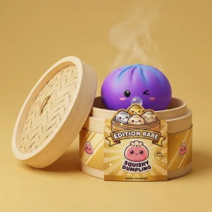Dumpling Squishy Purple Rare Blow Kosmisk i sin bambu-ångkorg