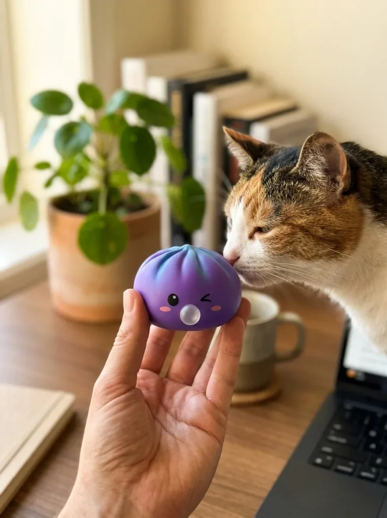 Dumpling Squishy Purple Rare Blow Kosmisk med en gosedjursvän
