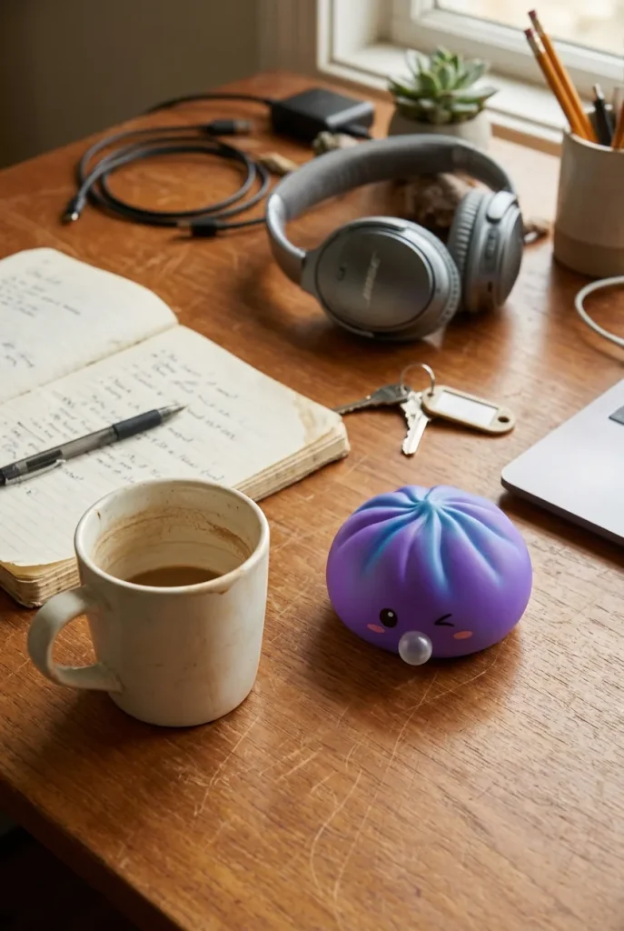 Dumpling Squishy Purple Rare Blow Kosmisk på skrivbordet