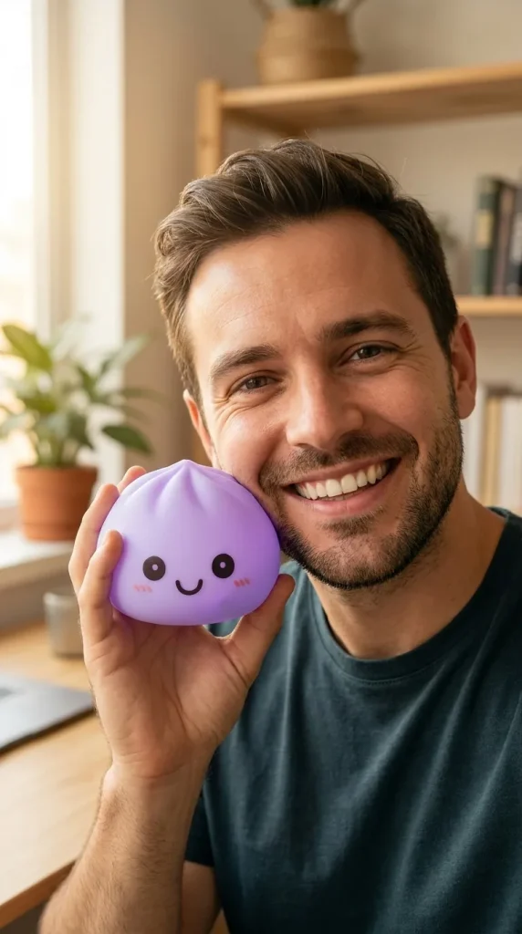 Dumpling Squishy Nattlampa Lila i vardagen
