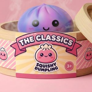 Tie-Dye Dumpling Squishy Violet i sin bambu-ångkorg