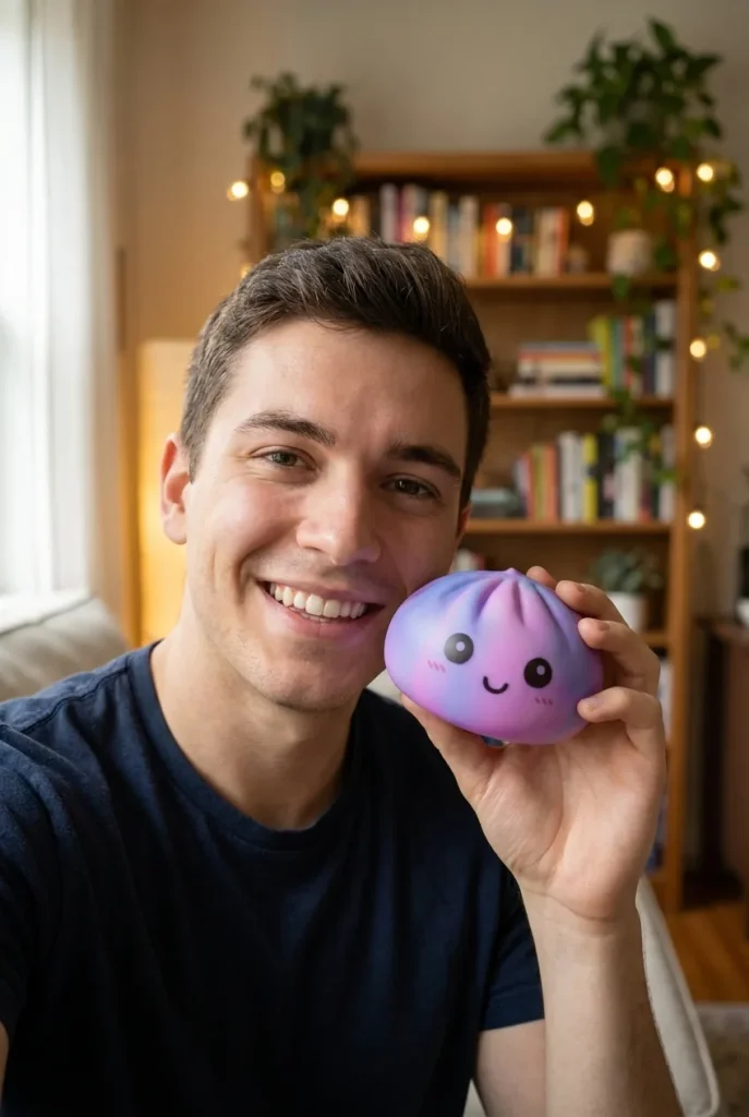 Tie-Dye Dumpling Squishy Violet i vardagen