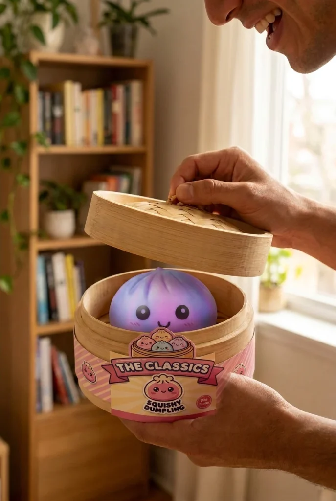 Tie-Dye Dumpling Squishy Violet i unboxing-ögonblicket
