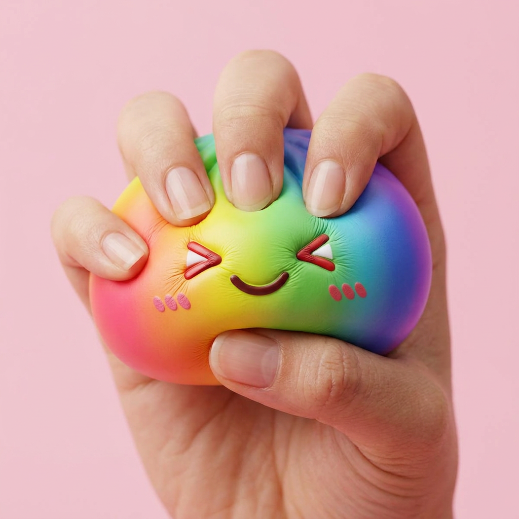 Rainbow Dumpling Squishy i Regnbågsfärger — slow-rise-effekt, skummet återtar långsamt sin form