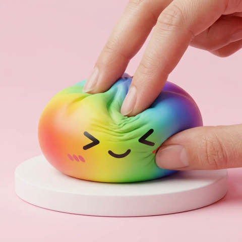 Rainbow Dumpling Squishy i Regnbågsfärger — i klämmet, mjukt slow-rise-skum