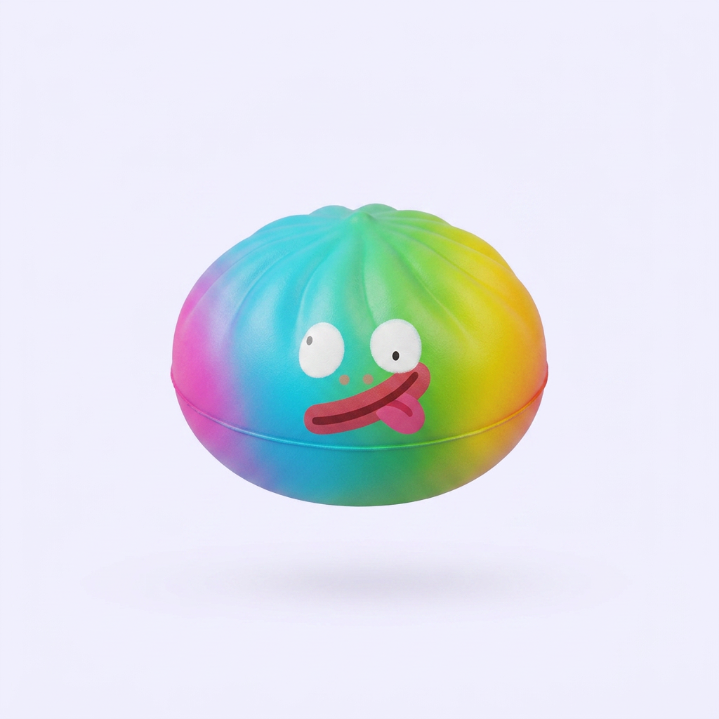 Rainbow Mystery Dumplings Squishy Regnbågsupplaga — i klämmet, mjukt slow-rise-skum