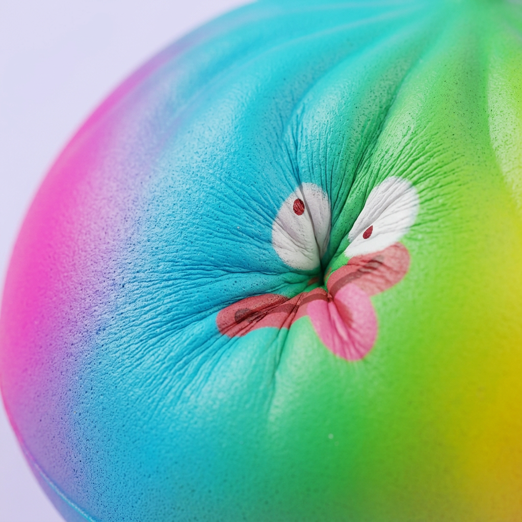 Rainbow Mystery Dumplings Squishy Regnbågsupplaga — närbild på strukturen
