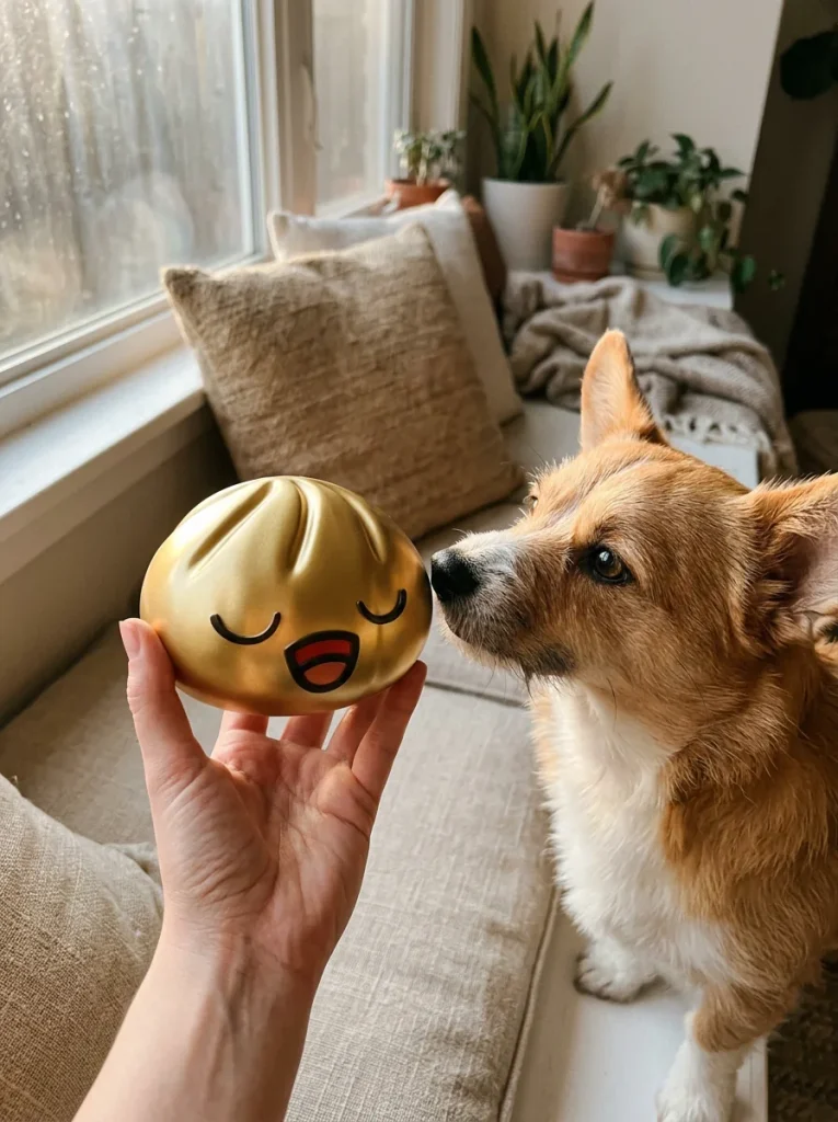 Rare Dumpling Squishy Guld Skatt med en gosedjursvän