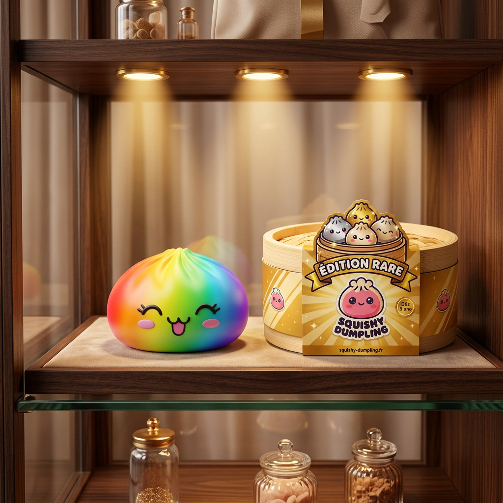 Rare Dumpling Squishy Regnbåge i sin kawaii-miljö