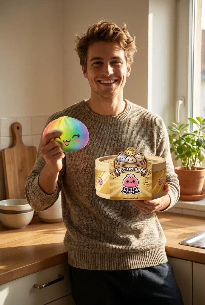 Rare Dumpling Squishy Regnbåge med sin ask
