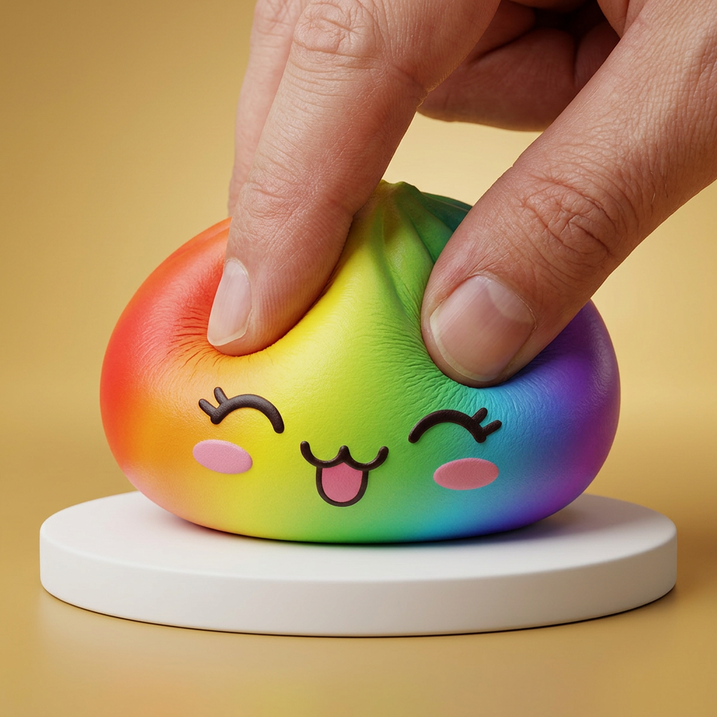 Rare Dumpling Squishy Regnbåge — slow-rise-effekt, skummet återtar långsamt sin form