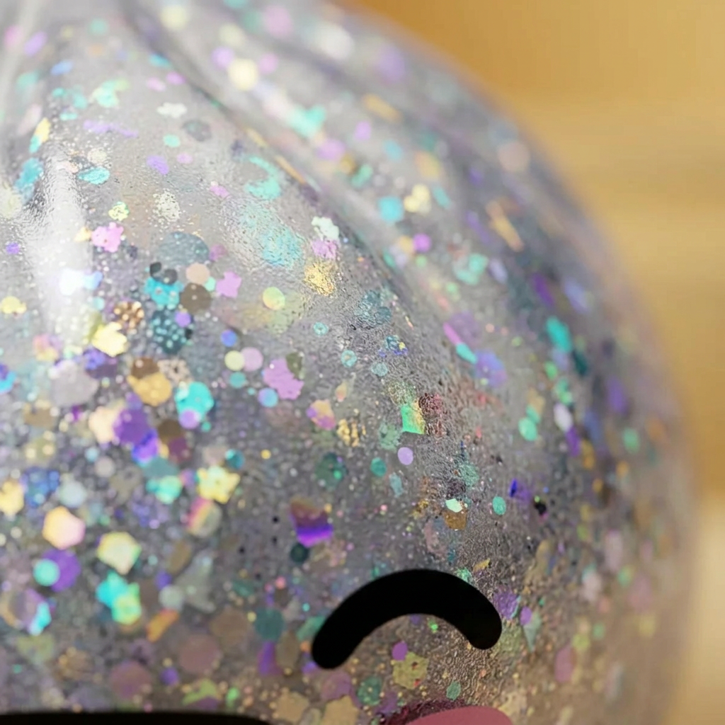 Rare Dumpling Squishy Skimrande Silver — närbild på strukturen