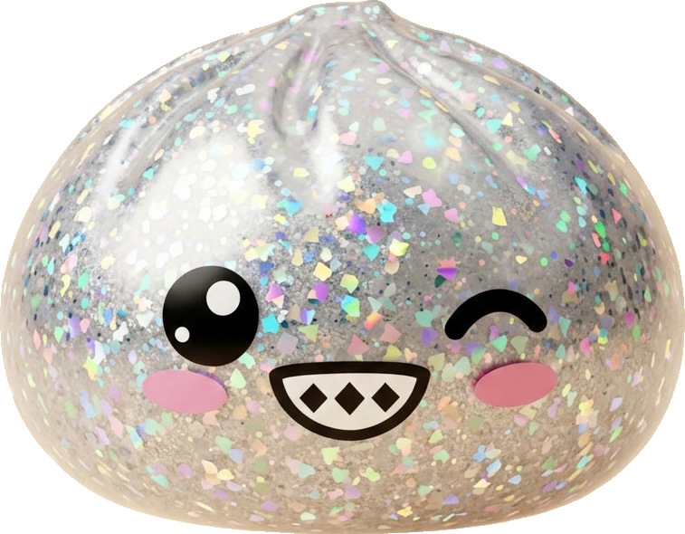 Rare Dumpling Squishy Skimrande Silver — i klämmet, mjukt slow-rise-skum