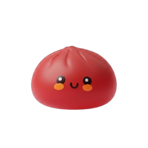 Dumpling Squishy Röd Fluffy — i klämmet, mjukt slow-rise-skum