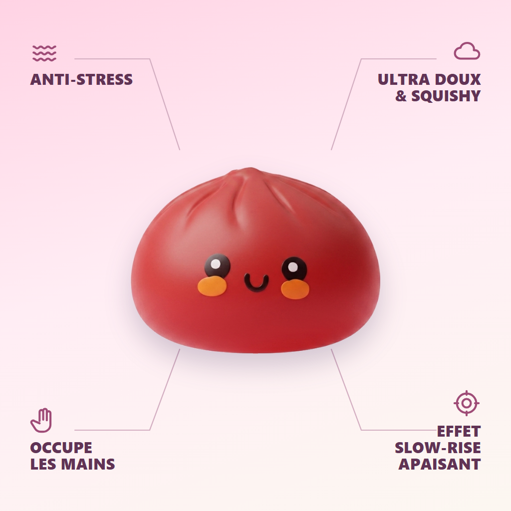 Dumpling Squishy Röd Fluffy — dess fördelar