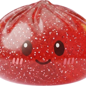 Glitter Dumpling Squishy Röd Lycka — i klämmet, mjukt slow-rise-skum