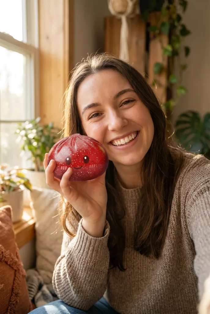 Glitter Dumpling Squishy Röd Lycka i vardagen