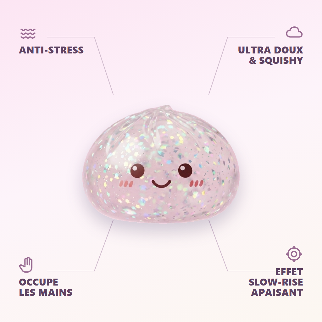 Glitter Dumpling Squishy Silver – med Bambukorg — dess fördelar