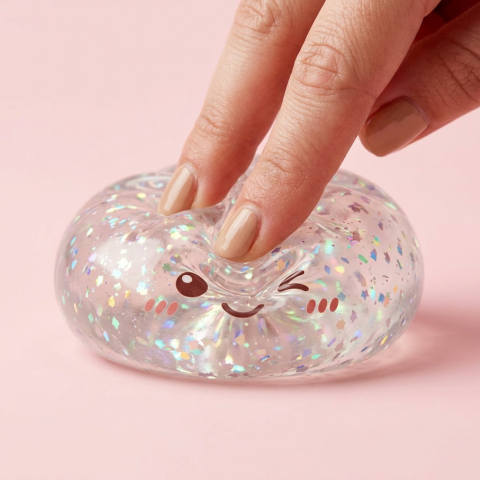 Glitter Dumpling Squishy Silver – med Bambukorg — i klämmet, mjukt slow-rise-skum