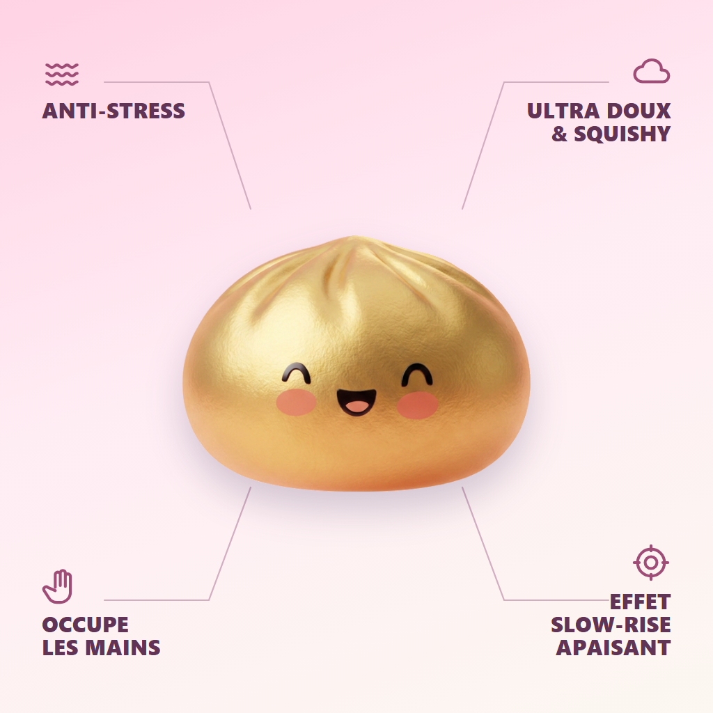 Dumpling Squishy Gold Lucky — dess fördelar