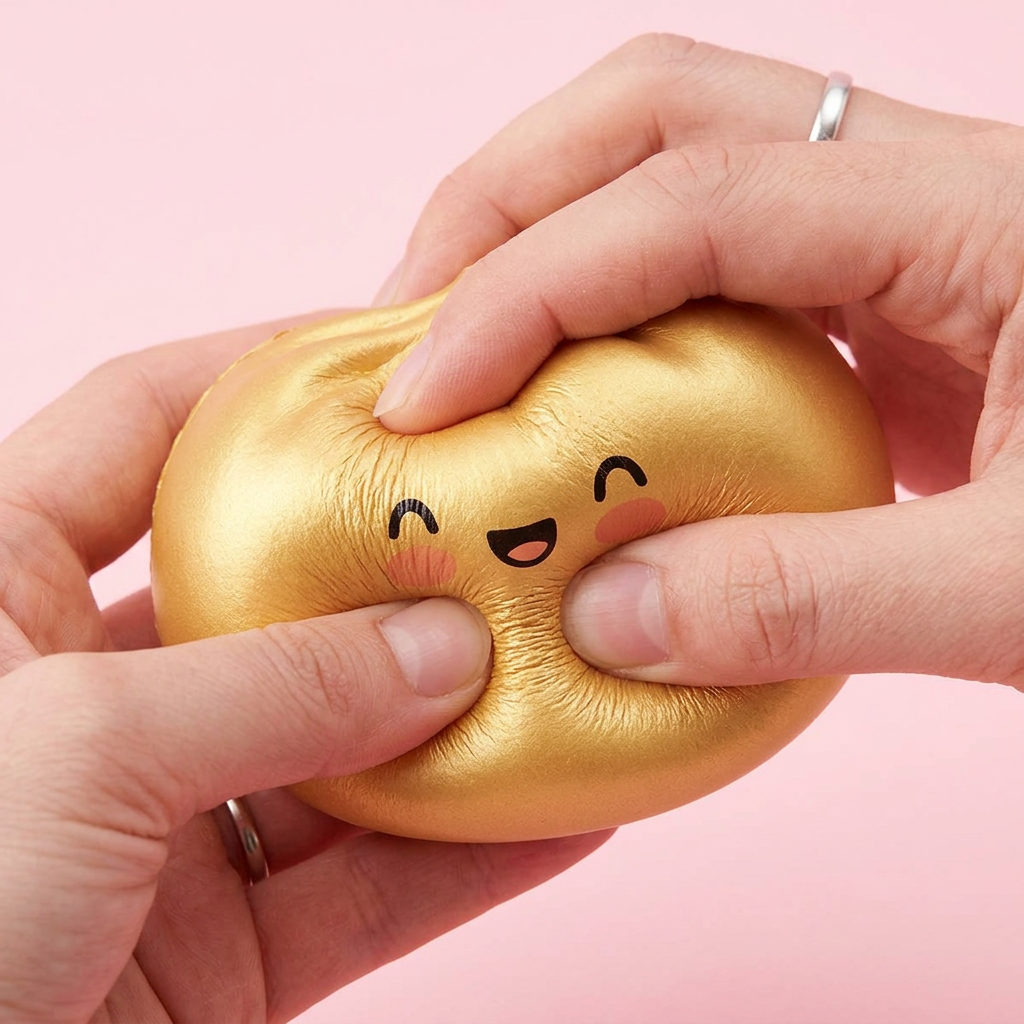Dumpling Squishy Gold Lucky — slow-rise-effekt, skummet återtar långsamt sin form