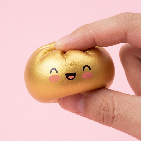 Dumpling Squishy Gold Lucky — i klämmet, mjukt slow-rise-skum