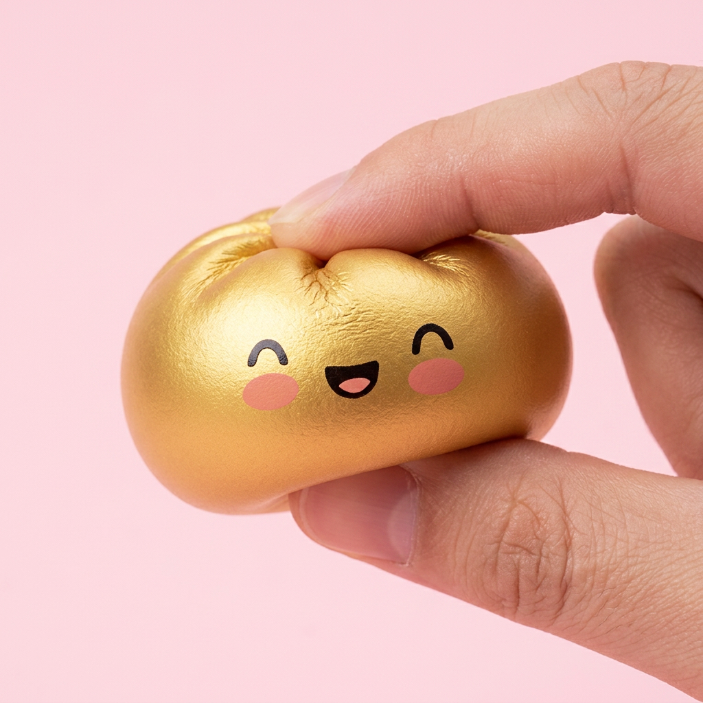 Dumpling Squishy Gold Lucky — i klämmet, mjukt slow-rise-skum