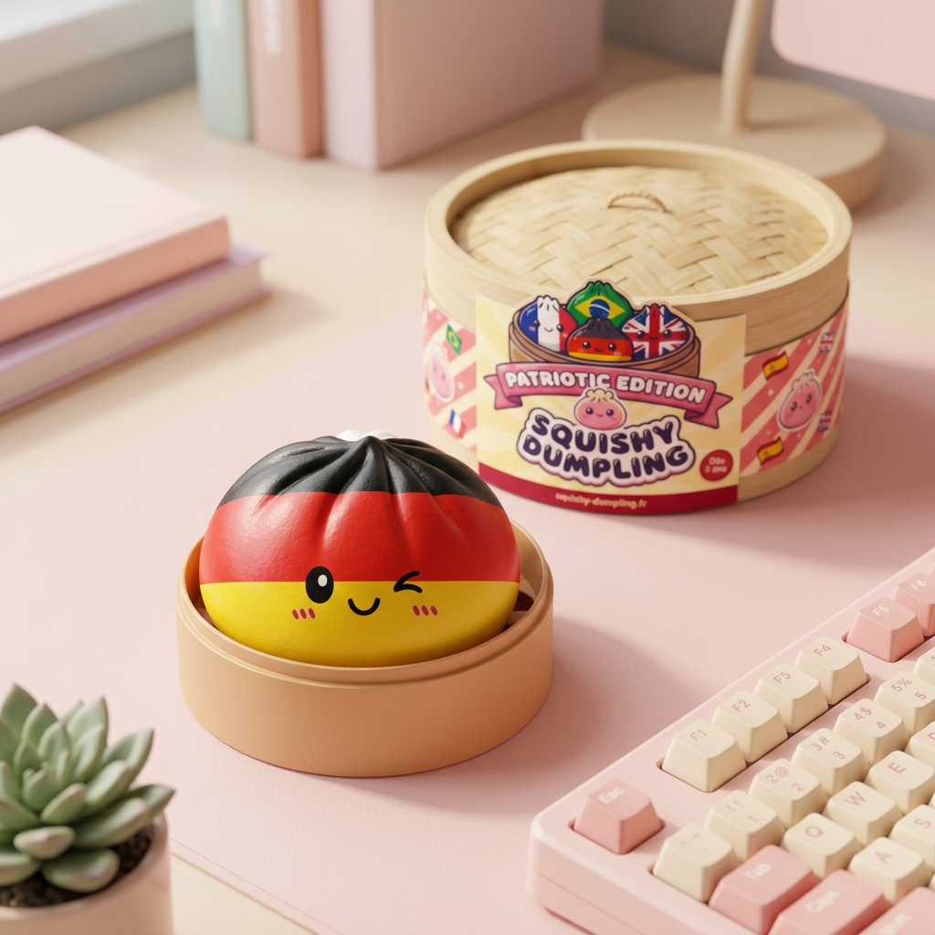 Flag Squishy Toy Dumpling Tyskland i sin kawaii-miljö